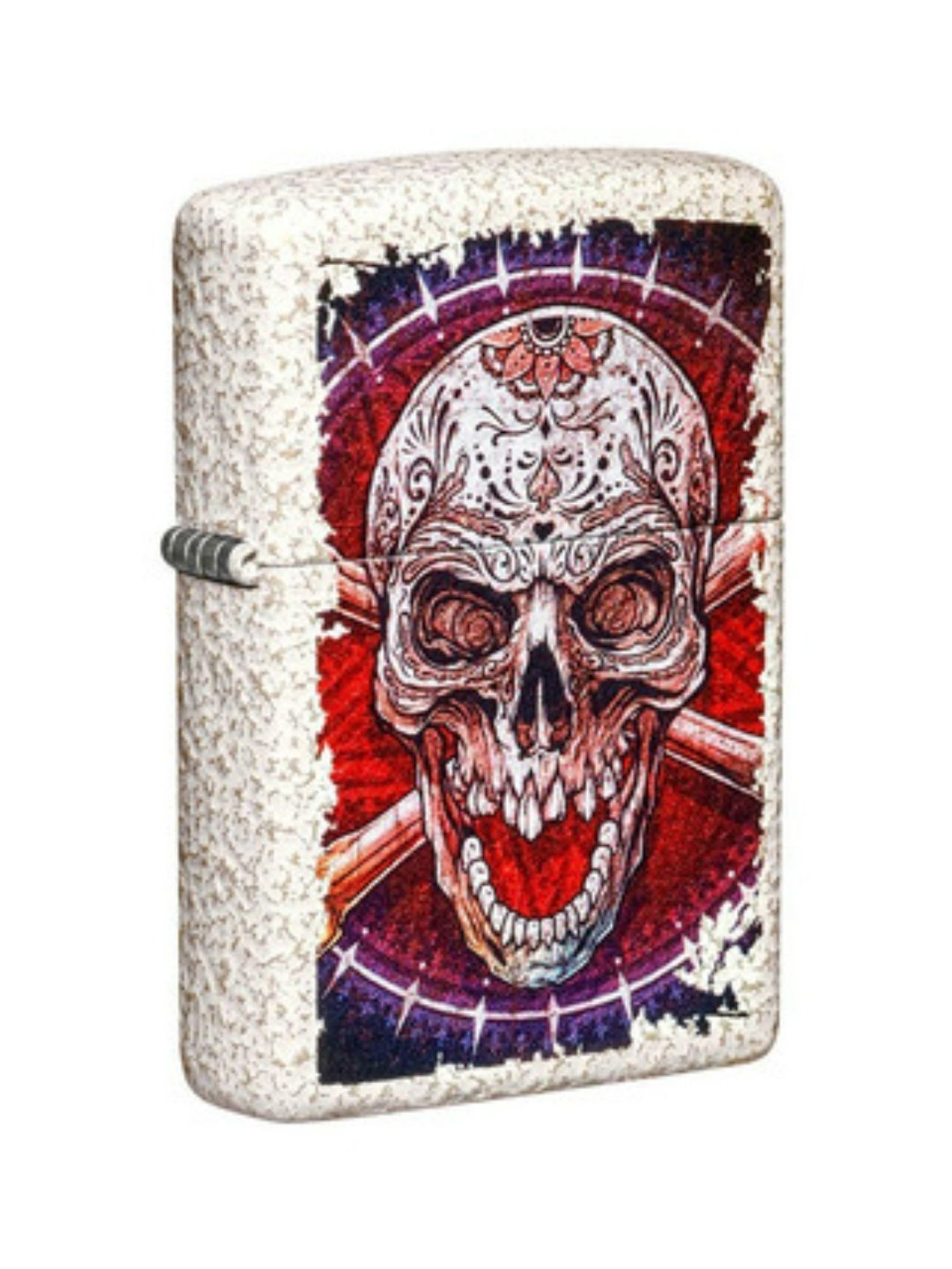 Zippo Ivory & Red Skull Design Brass Pocket Lighter