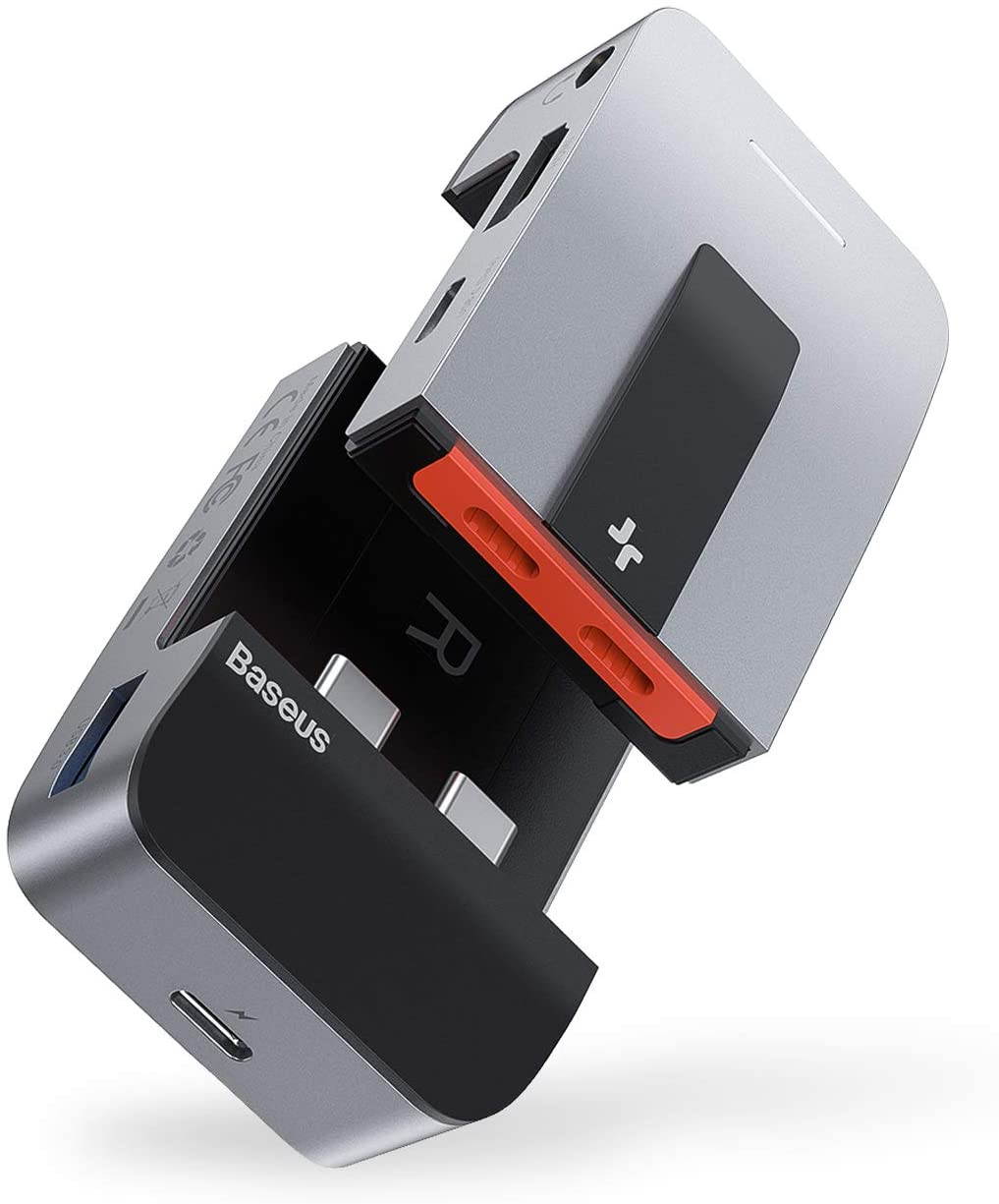 Baseus USB C Hub Adapter for MacBook Pro 2020/2019/2018/2017, 9-in-1 USB Type C Hub Dongle with 2 Thunderbolt 3 Ports(40Gbps), 4K HDMI, RJ45 Ethernet, USB-C Data Port, 3 USB 3.0 and Audio