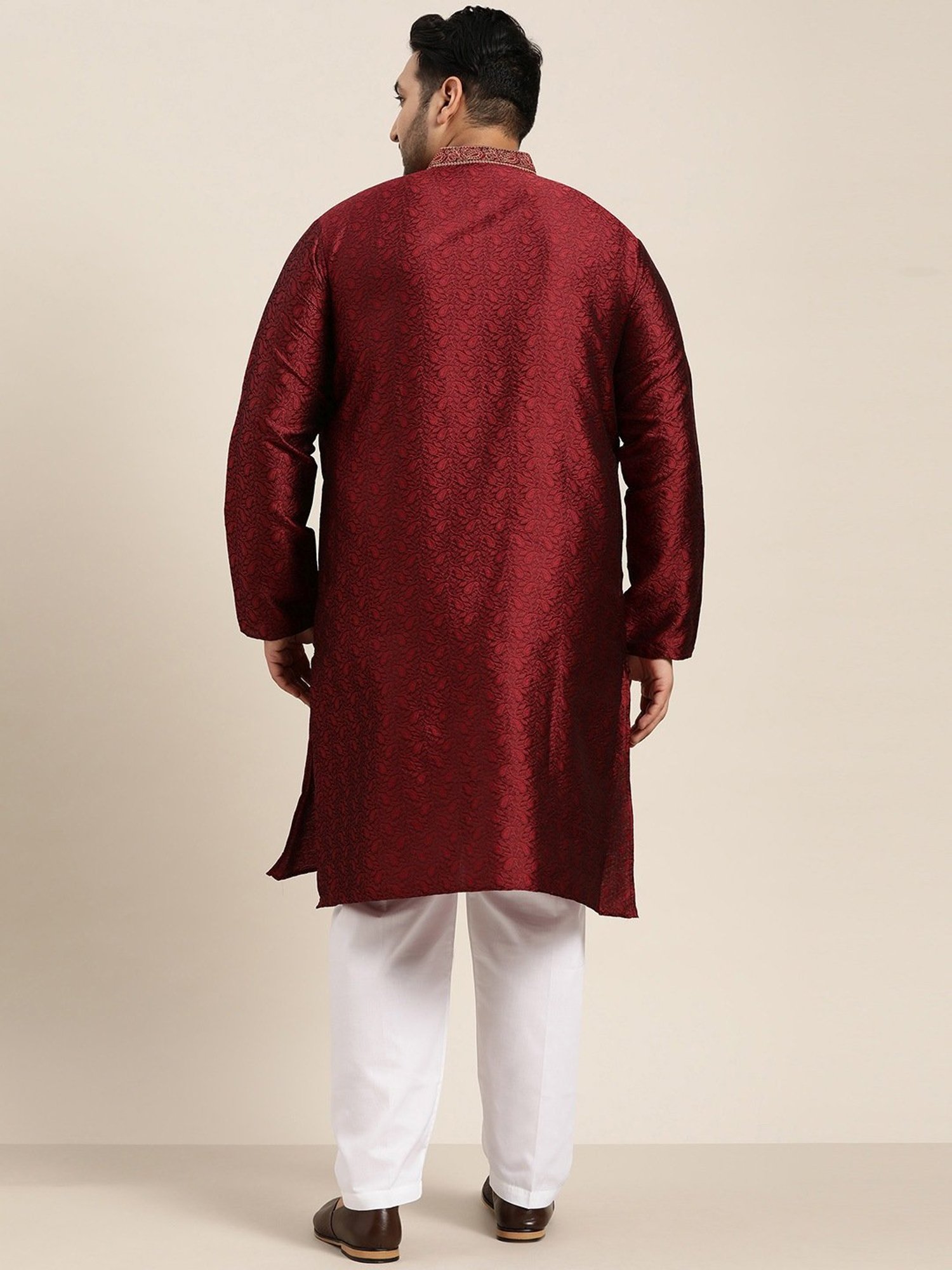 Sojanya Maroon Pure Cotton Regular fit Embroidery Kurta Set