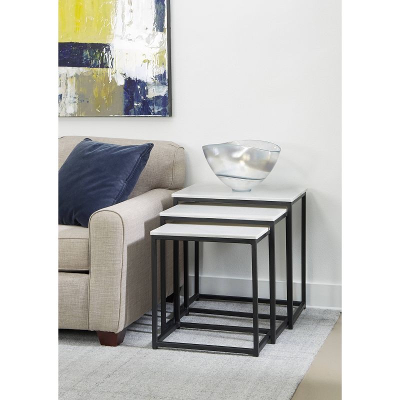 Set of 3 Ponga Nesting Tables Black - Treasure Trove Accents