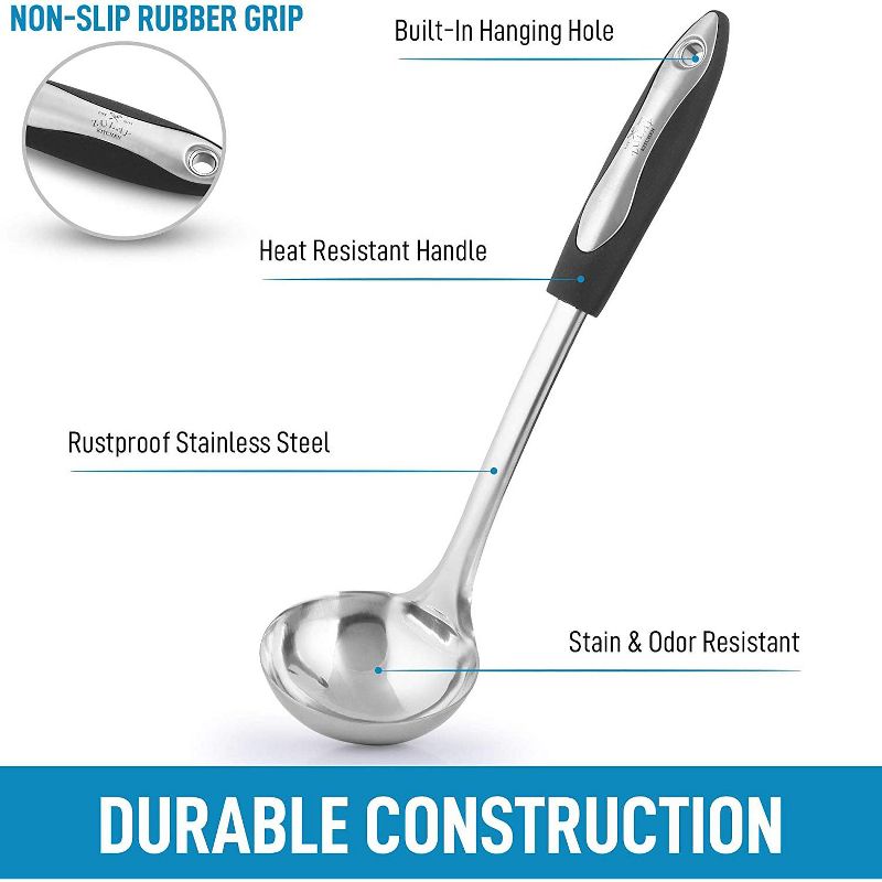 Zulay Kitchen Stainless Steel Soup Ladle For Cooking, Gravy, Sauces, and More