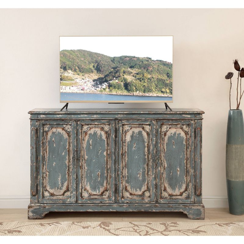Searcy 4 Door Media Credenza TV Stand for TVs up to 70" Blue - Treasure Trove Accents