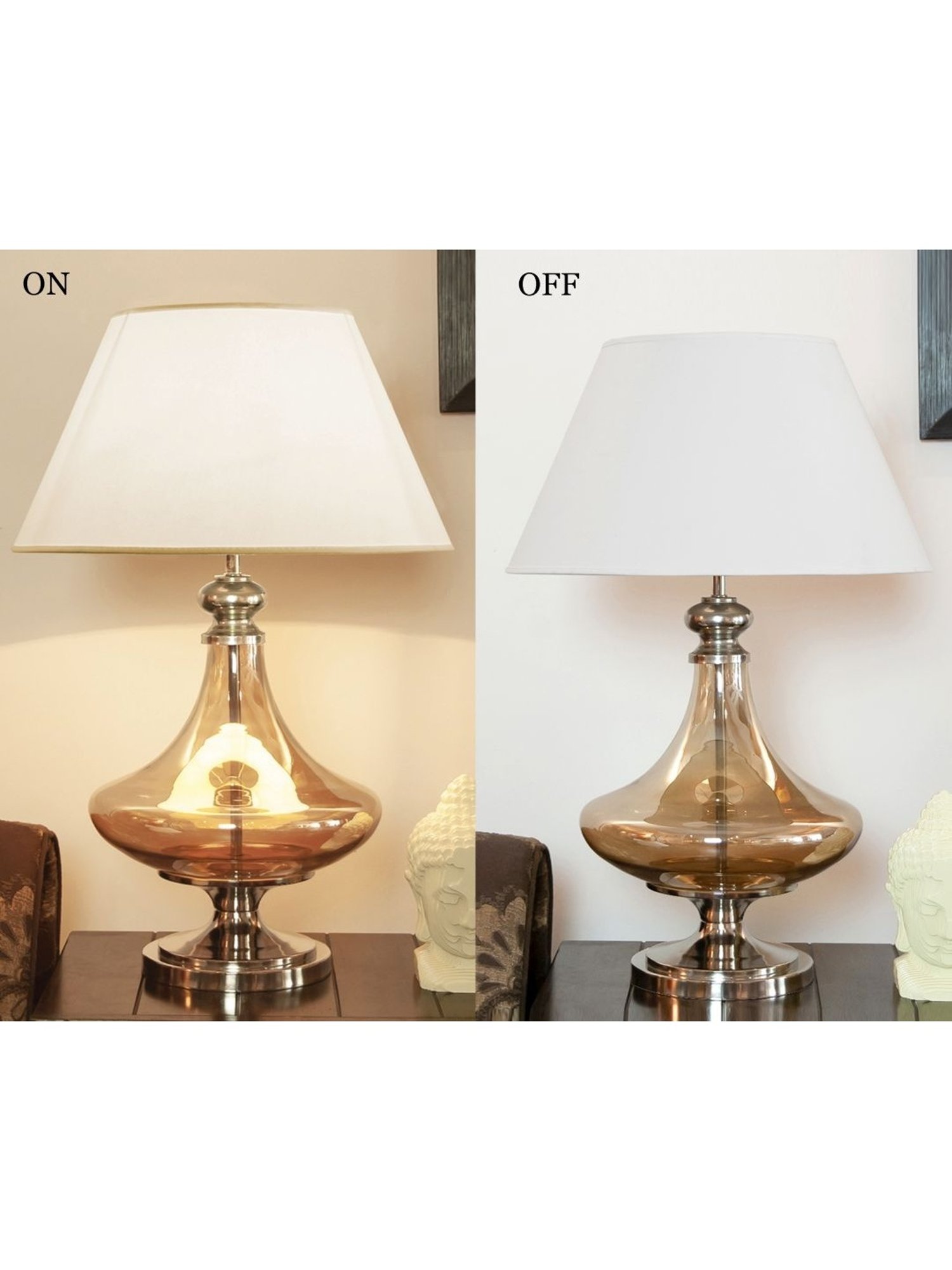 Kapoor Lamp Shades Gold & White Glass Delicea Luster & Cotton Shade Table Lamp
