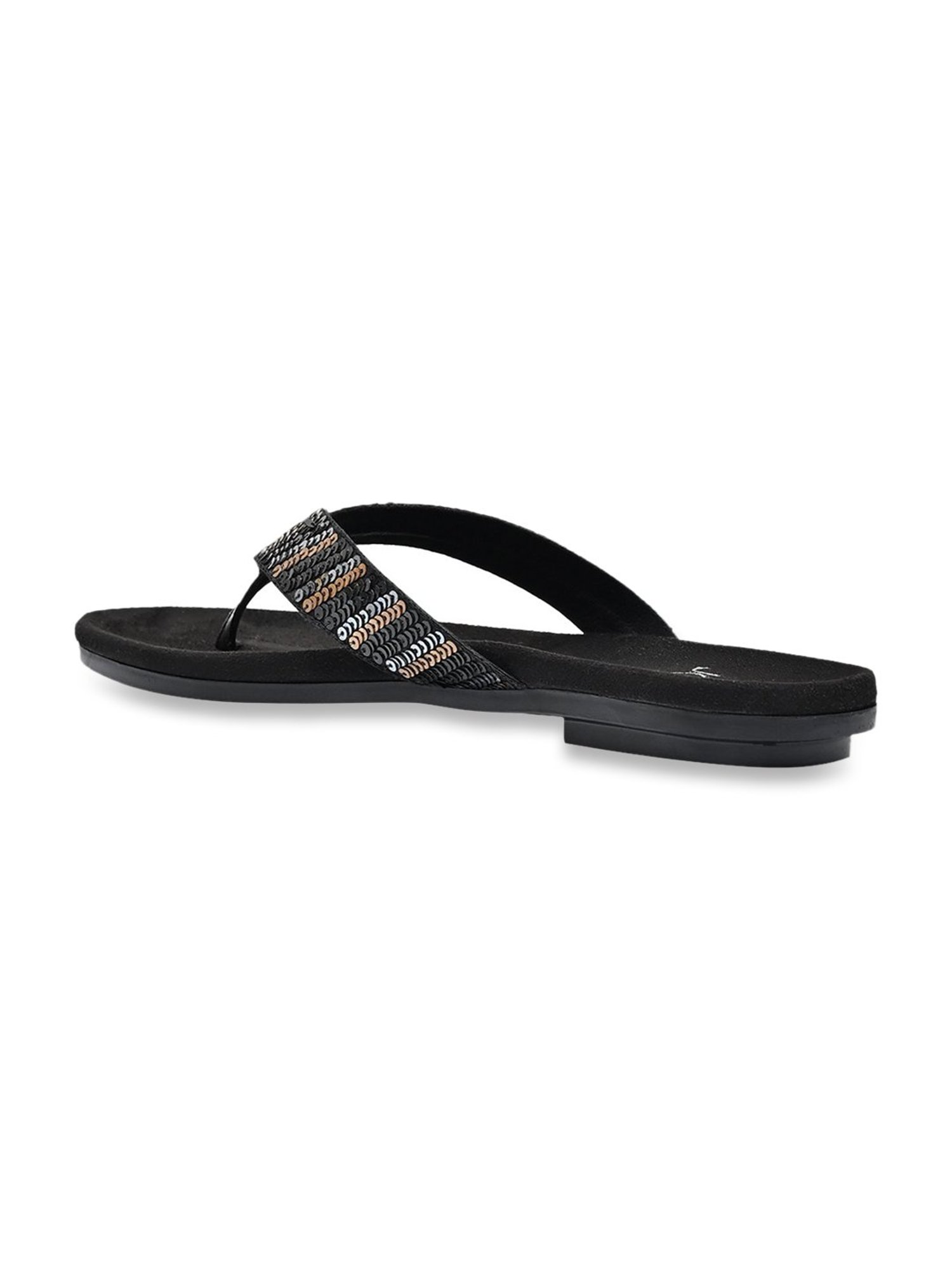 Jove Women's Black Thong Sandals