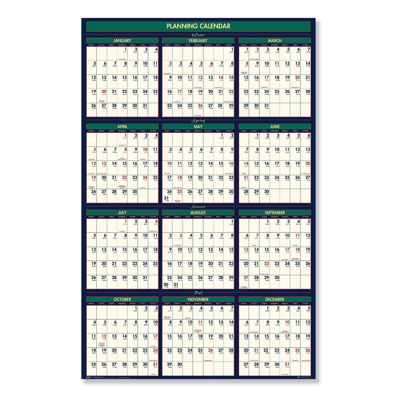 House of Doolittle Four Seasons Reversible Business/Academic Calendar, 24 x 37, 2020-2021 391