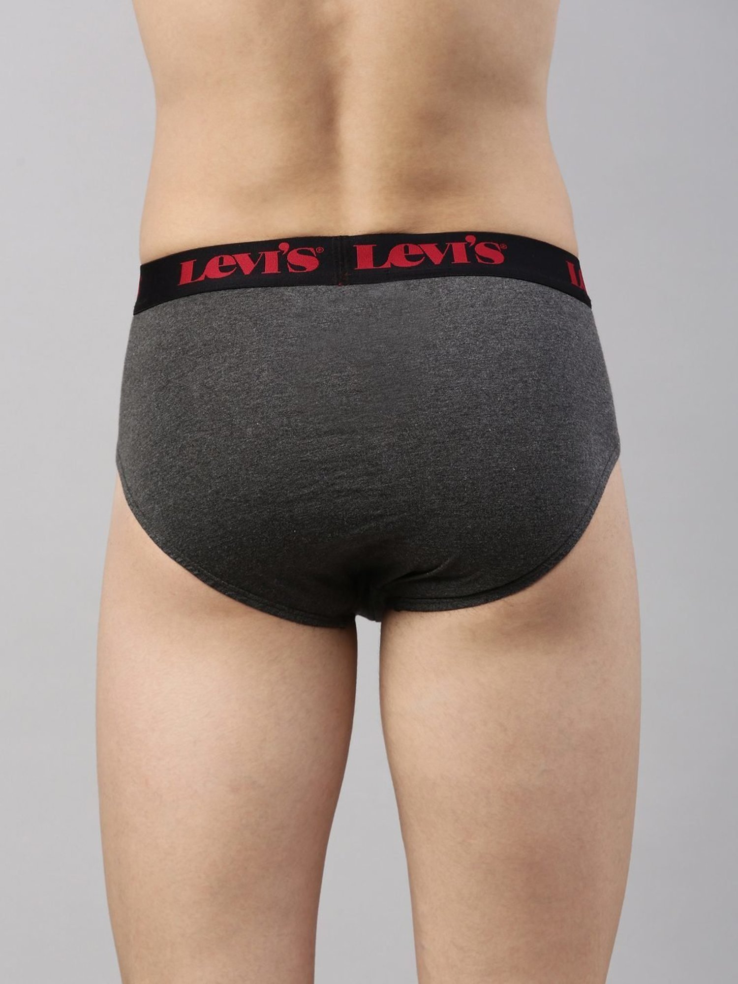 Levi's 065 Light Grey Melange & Dark Grey Melange Cotton Regular Fit Briefs - Pack Of 2