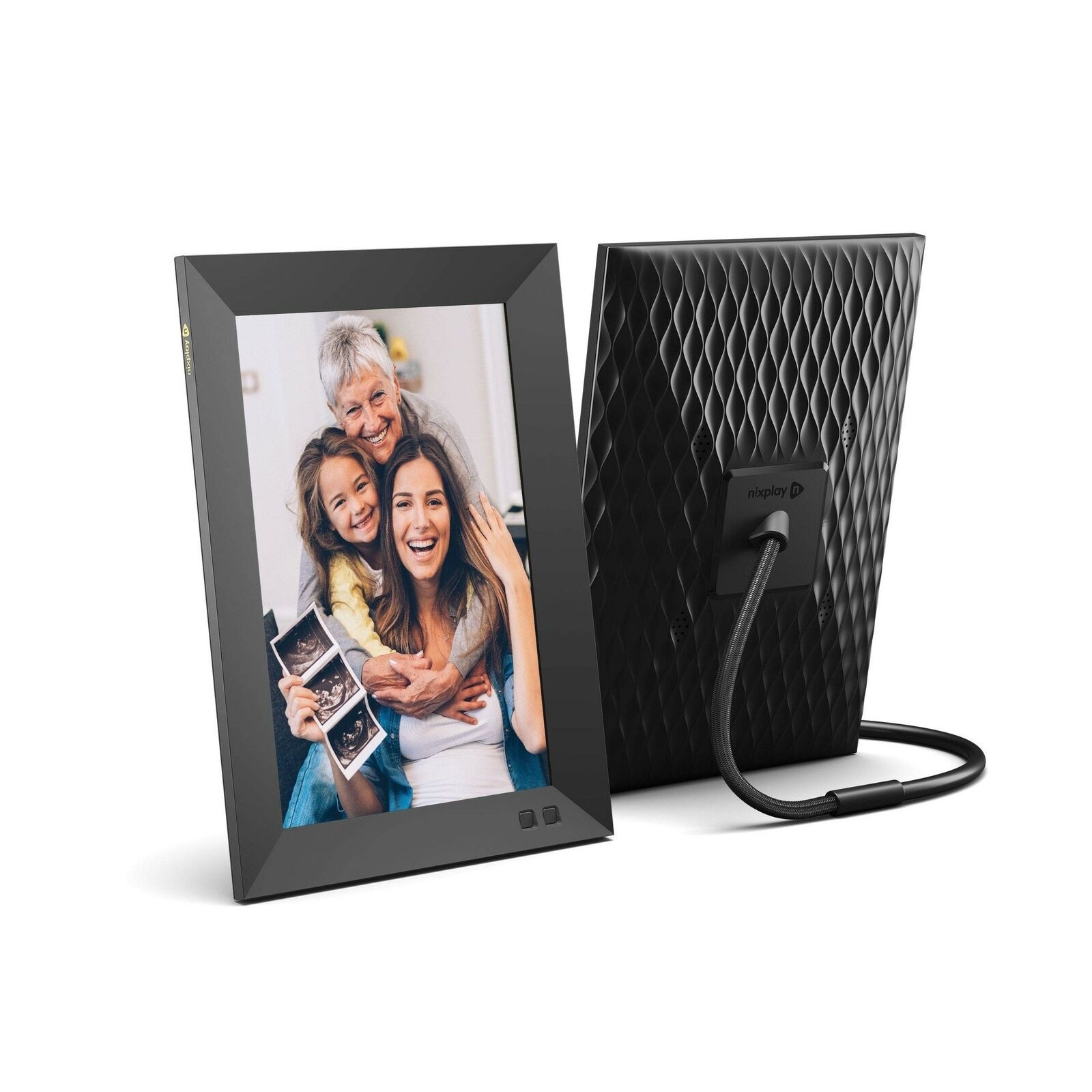 Nixplay Smart Digital Picture Frame Bundle - 10 inch Black and Wood Effect