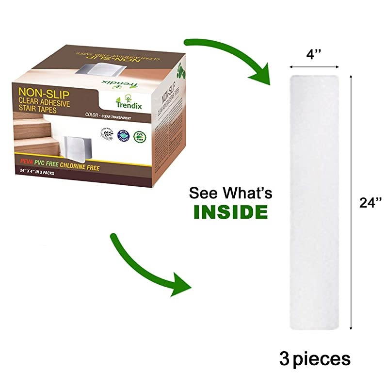 Non Slip Tape 2020 Version 24quotx4quot 3 Strips Anti Skid Clear Grip Adhesive Step Cover Indoor Wood Floor Ceramic Tiles No Slip Safety Dog Kids Pet AntiSlip 3 Pieces of 24 x 4 Inches