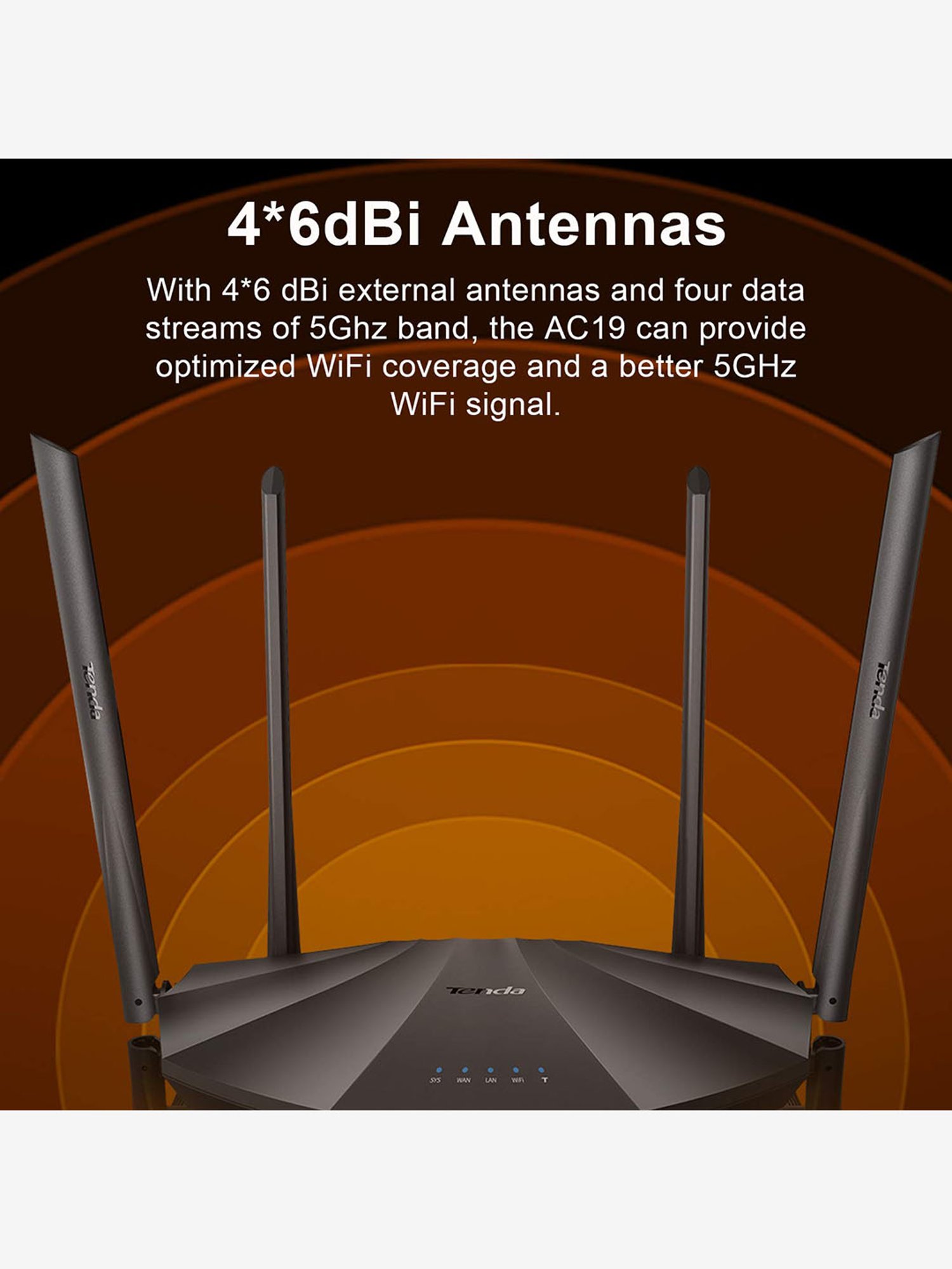 Tenda AC19 AC2100 Dual Band Wireless Gigabit Router (Black)