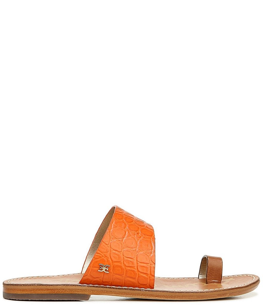 Sam Edelman Maxy Croc Embossed Leather Toe Ring Sandals