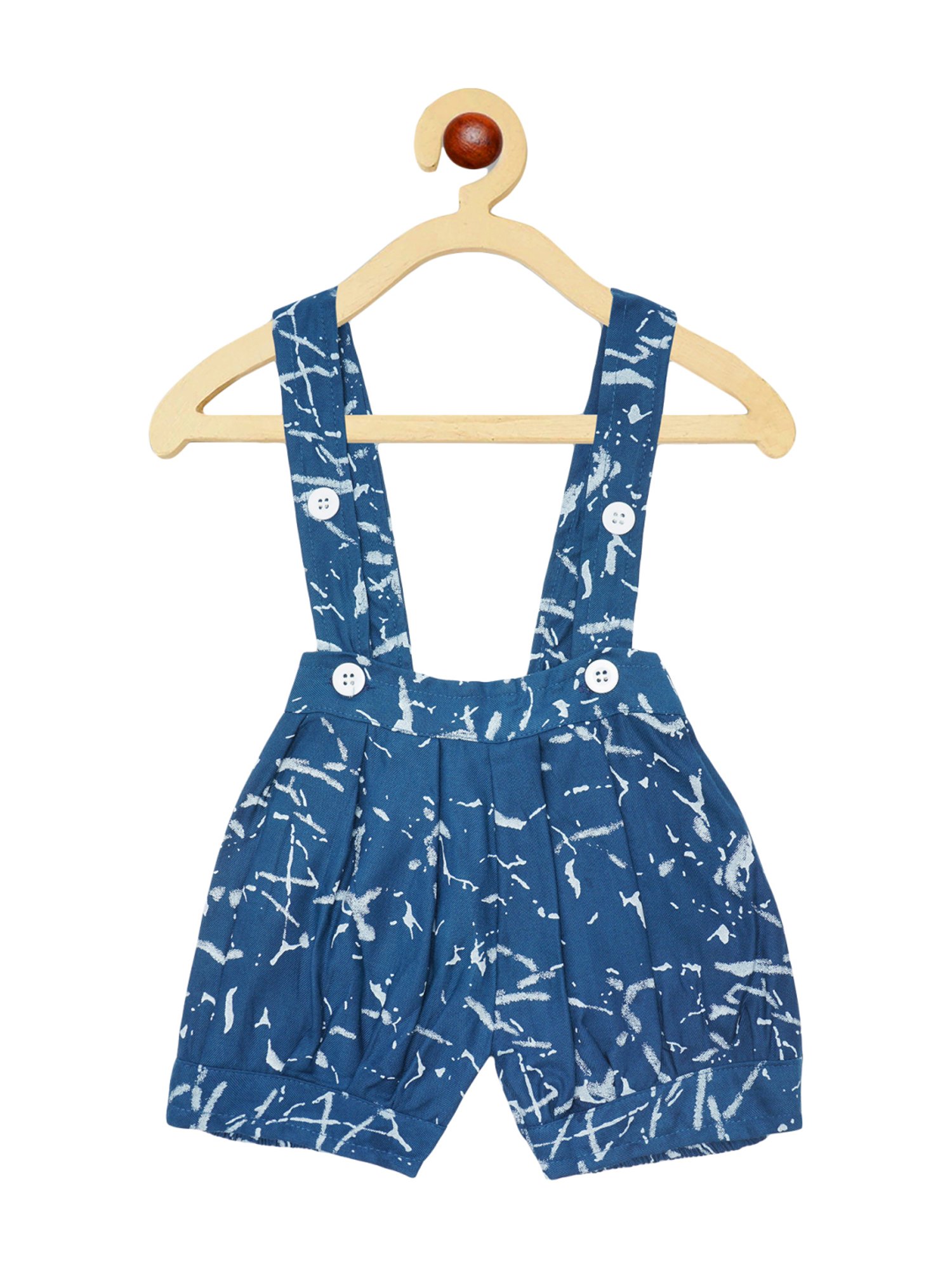 Li'l Tomatoes Kids Navy Cotton Printed Dungaree
