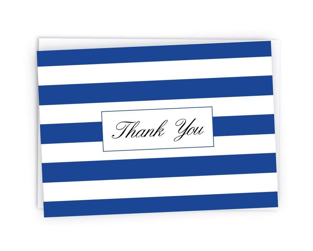Classic Striped Thank You Cards - 48 Cards & Envelopes