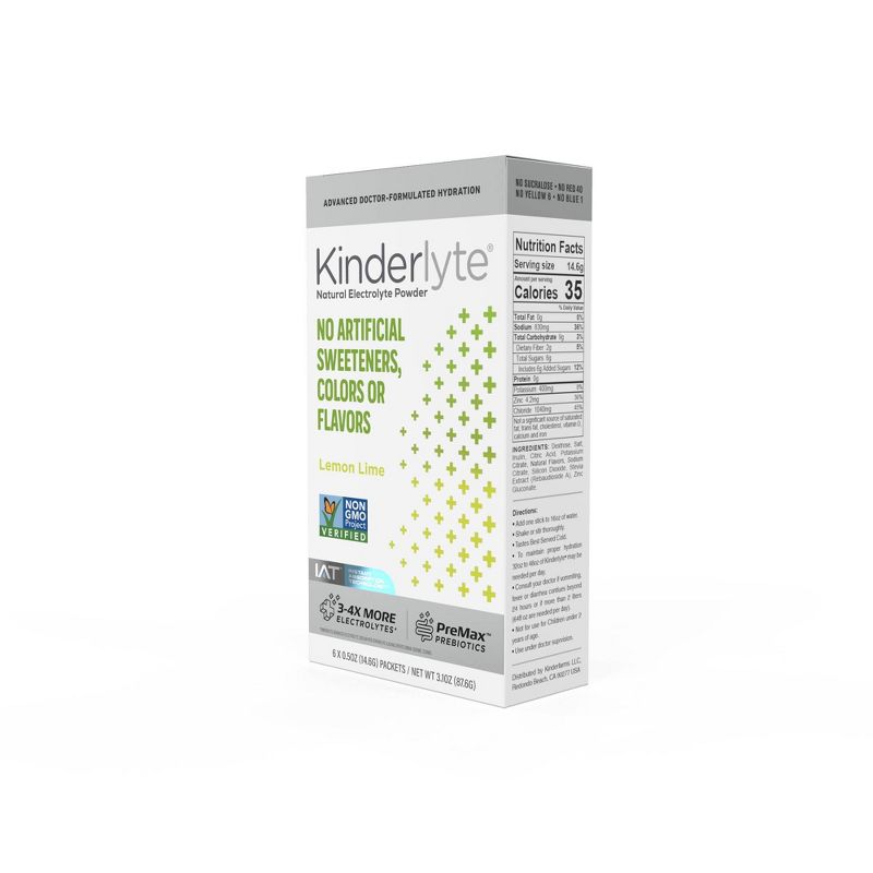 Kinderlyte Advanced Natural Powder - Lemon Lime - 6ct