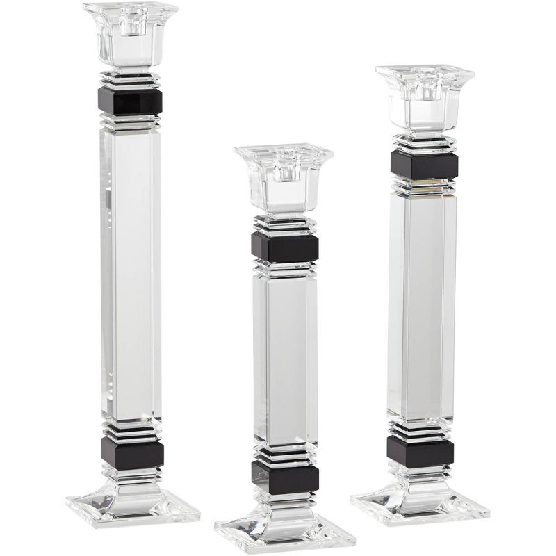 Dahlia Studios Black Crystal Taper Candle Holder Set of 3