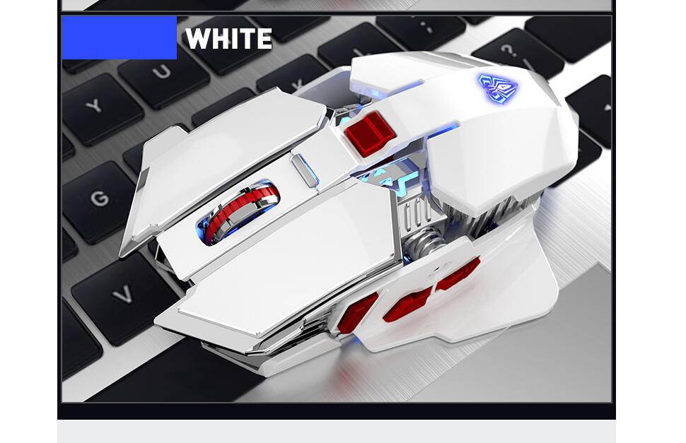 AULA SC300 400mAh Rechargeable 2.4G Wireless Mouse IPS Energy Save 6 Buttons Ergonomic Mice Colorful LED Light for Tablet Phone PC Laptop