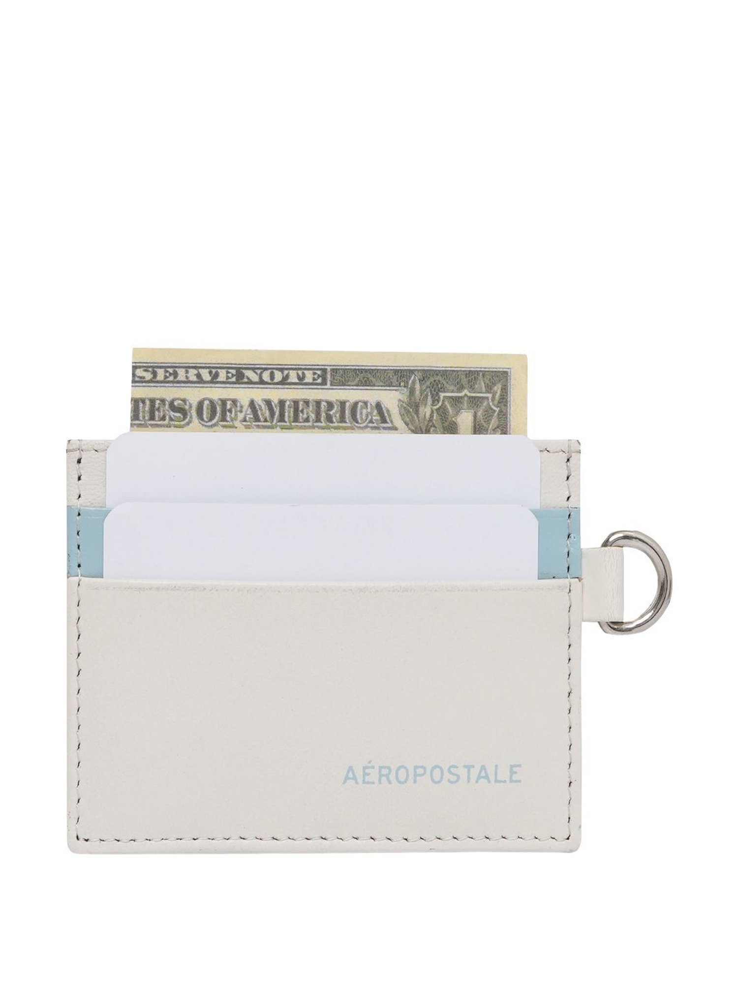 Aeropostale Oxnard Ivory & Blue Color Block Card Holder