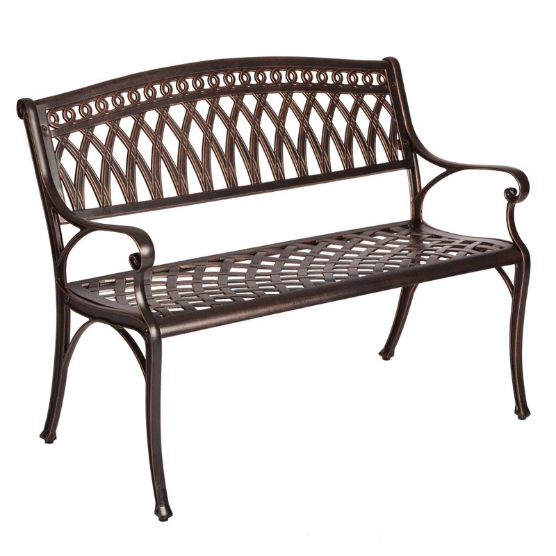 Simone Cast Aluminum Outdoor Patio Bench - Balkene Home