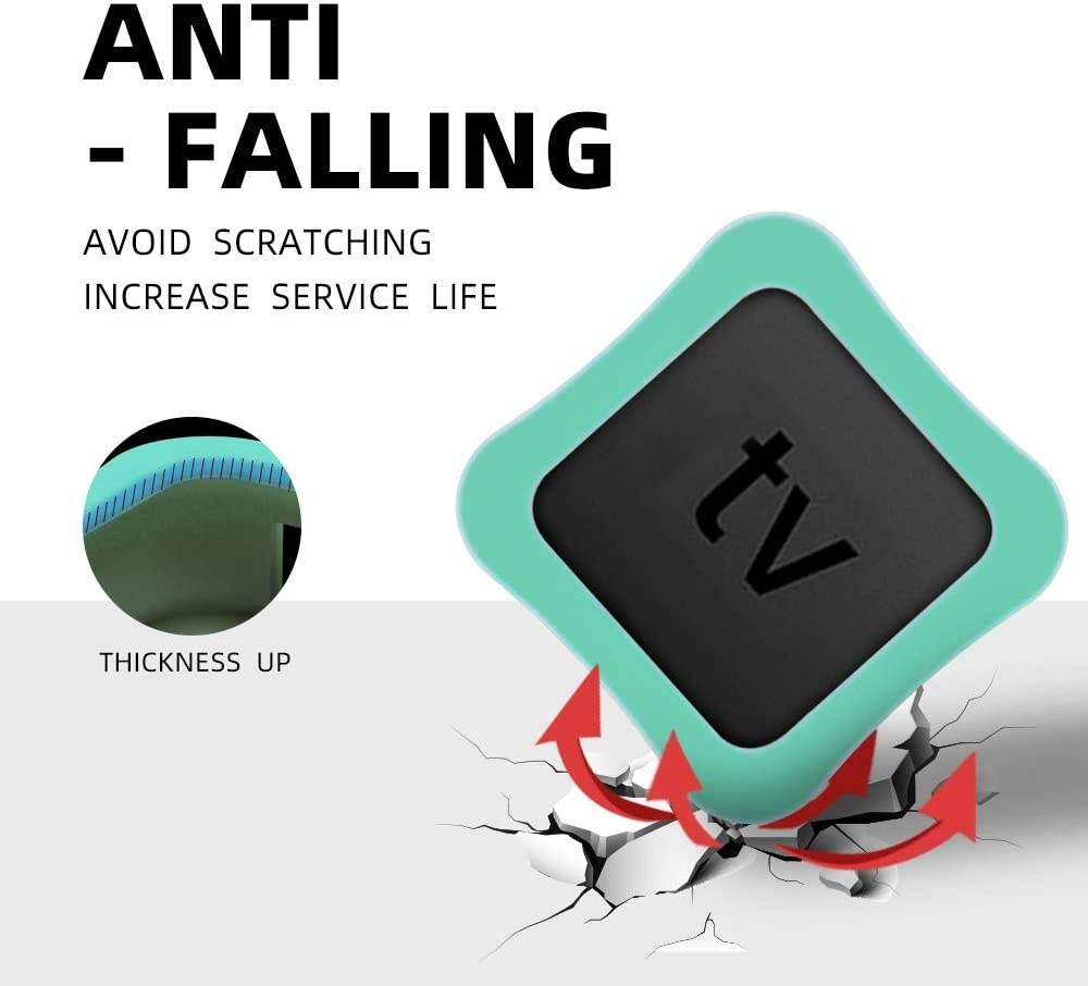 AWINNER Protective Case Compatible for Apple TV 4K 5th / 4th - [Anti Slip] Shock Proof Silicone Cover for Apple TV (Cyan)