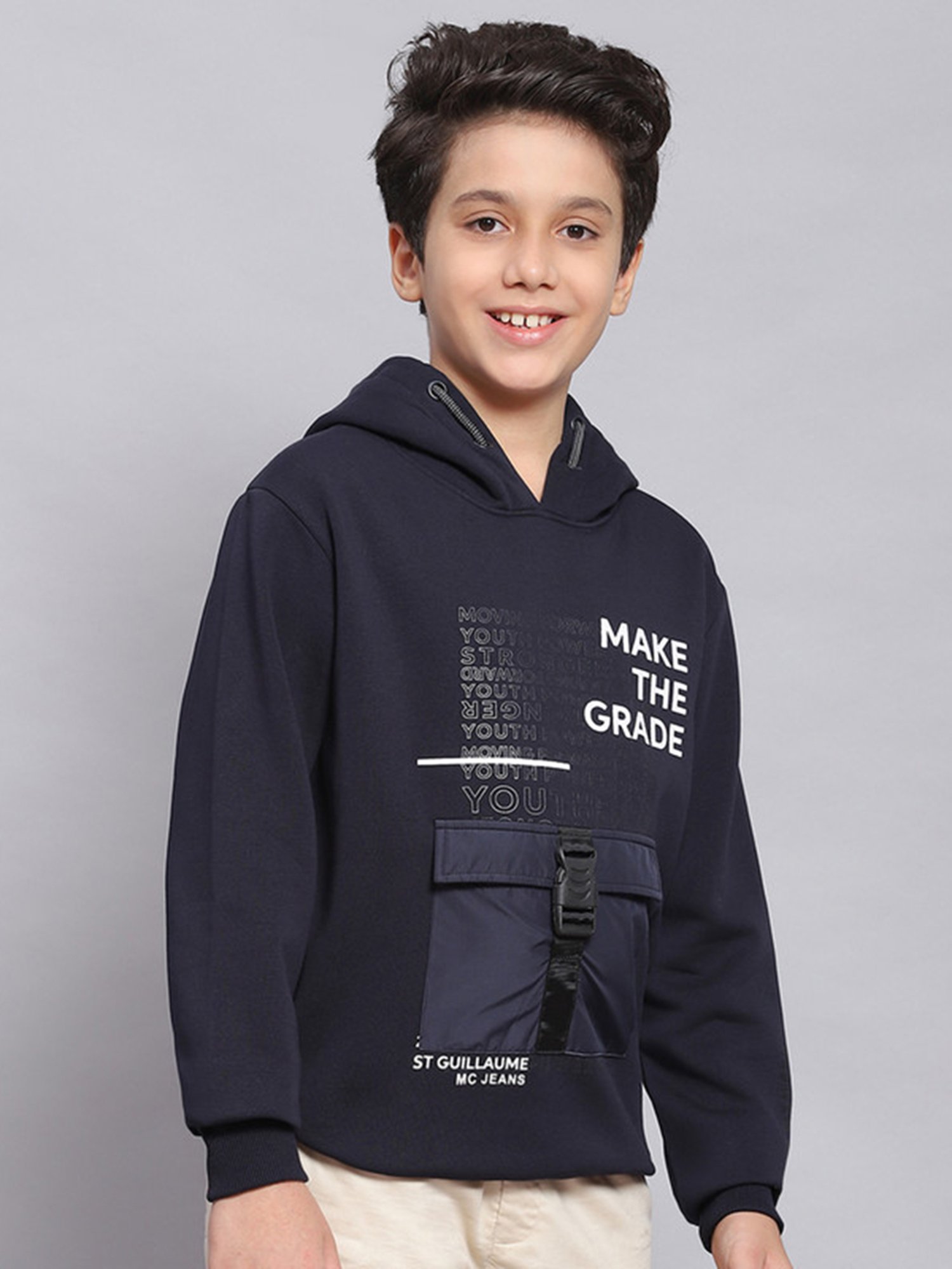 Monte Carlo Kids Navy Printed Full Sleeves Sweatshirt