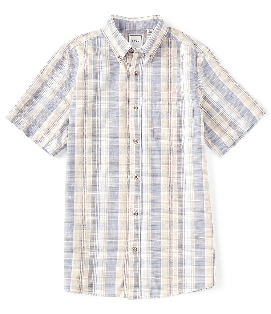 Rowm Short-Sleeve Plaid Slub Sportshirt