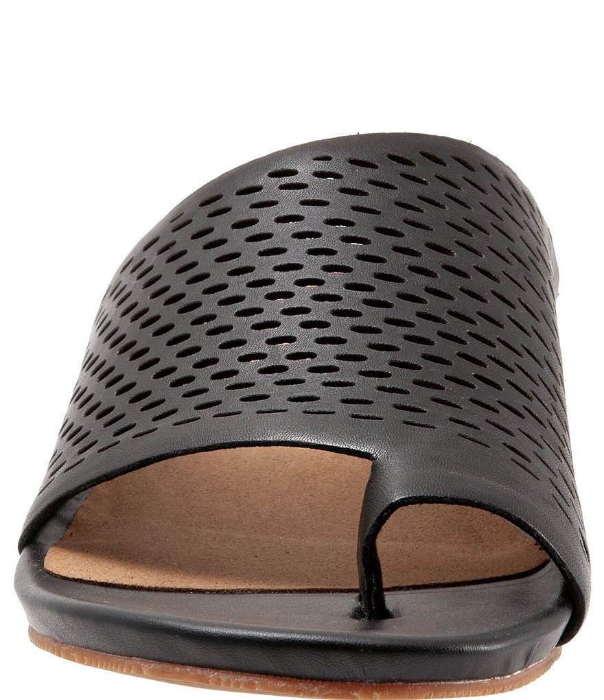 Softwalk Corsica II Perforated Leather Toe Ring Slide Sandals