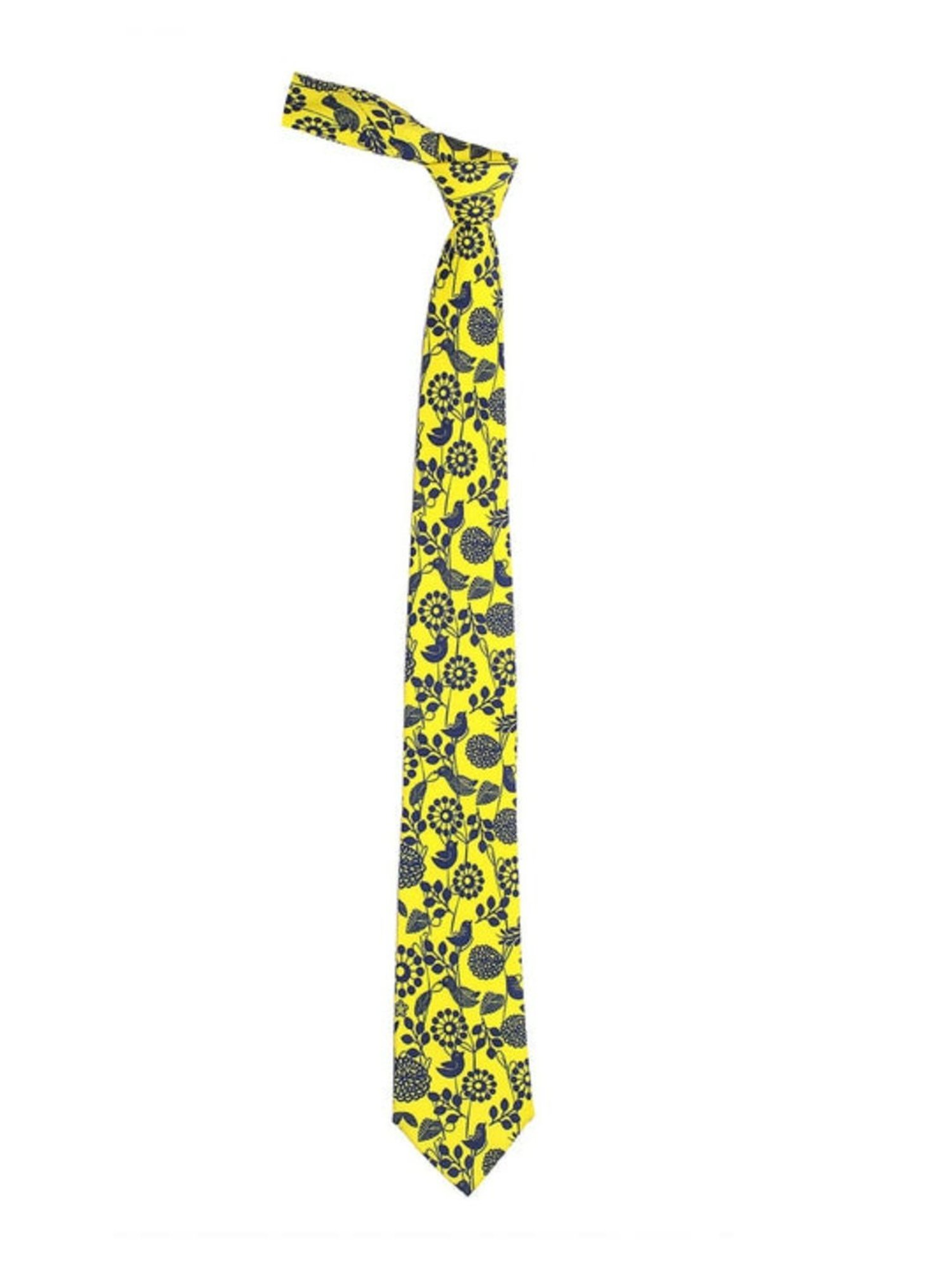 CHOKORE Yellow and Navy Blue Printed Tie