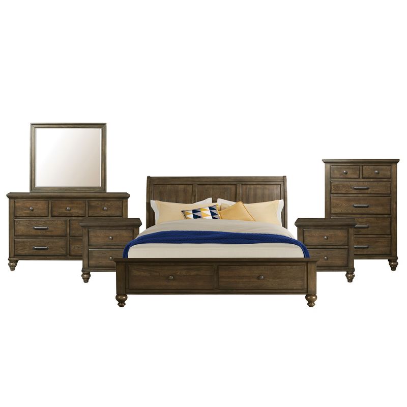 6pc Queen Channing 2 Drawer Storage Bedroom Set Dark Walnut - Picket House Furnishings