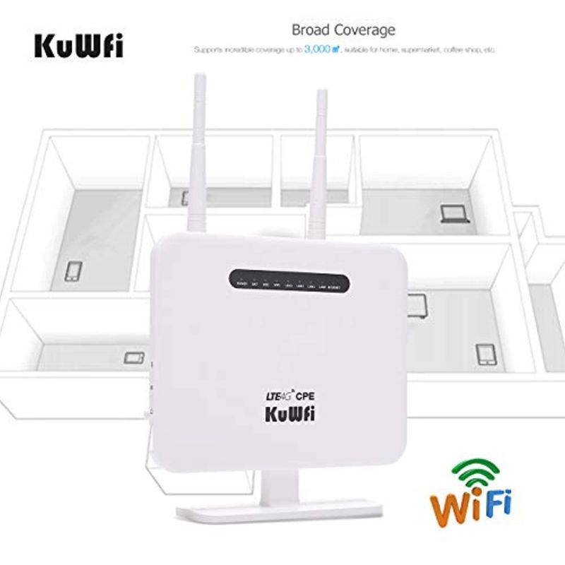 KuWFi 4G LTE Mobile WiFi Hotspot Unlocked Travel Partner Wireless 4G Router with SIM Card Slot Support LTE FDD B2/B4/B5/B12/B13/B17/B18/B25/B26 Network Band for AT and T/T-Mobile (CPE810-US)