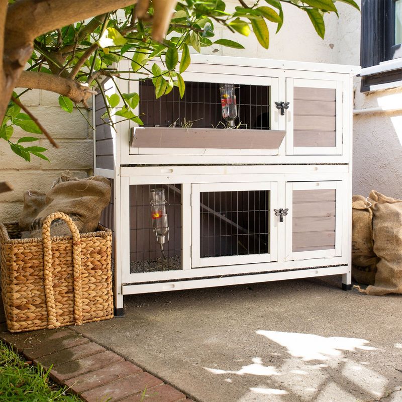 Trixie 2-Story Rabbit Hutch - Medium - Brown/White