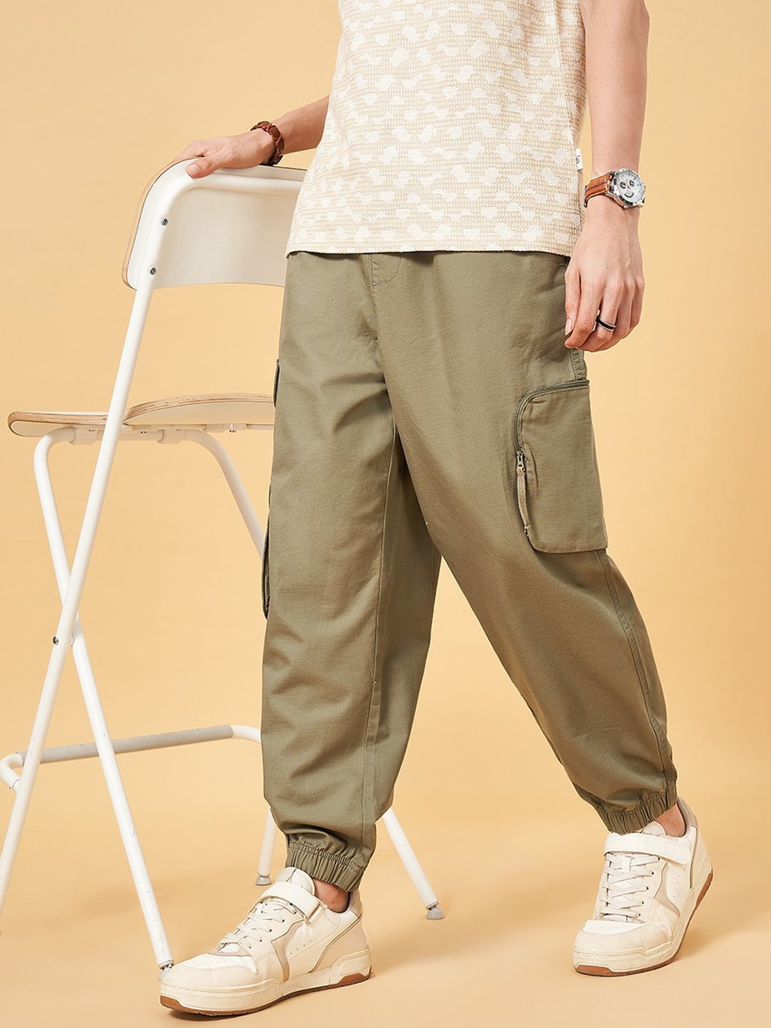 Urban Ranger By Pantaloons Bluish Olive Loose Fit Joggers