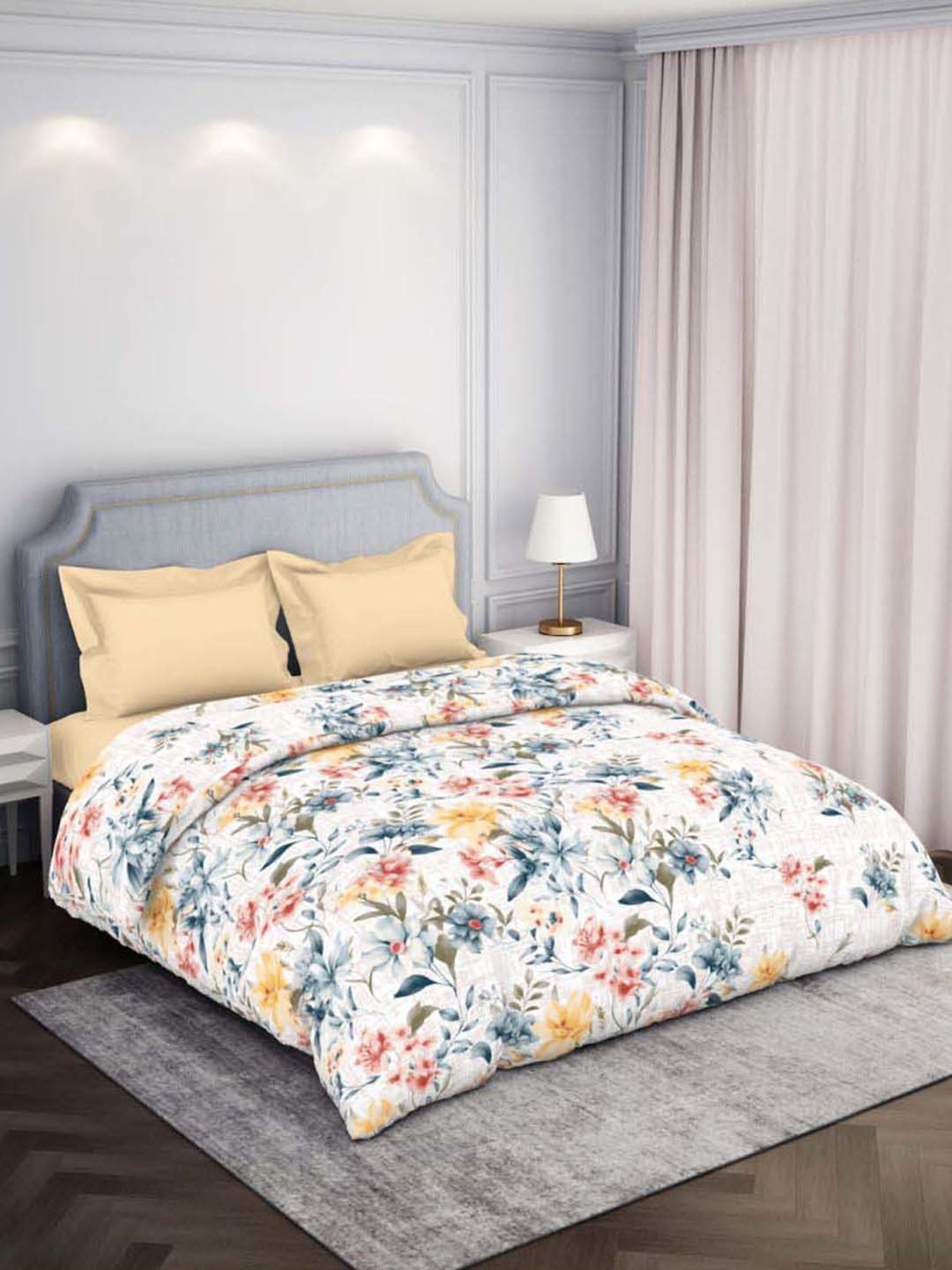 Maspar Vincent Green & Blue Cotton 120 TC Reversible Quilt - Set of 1