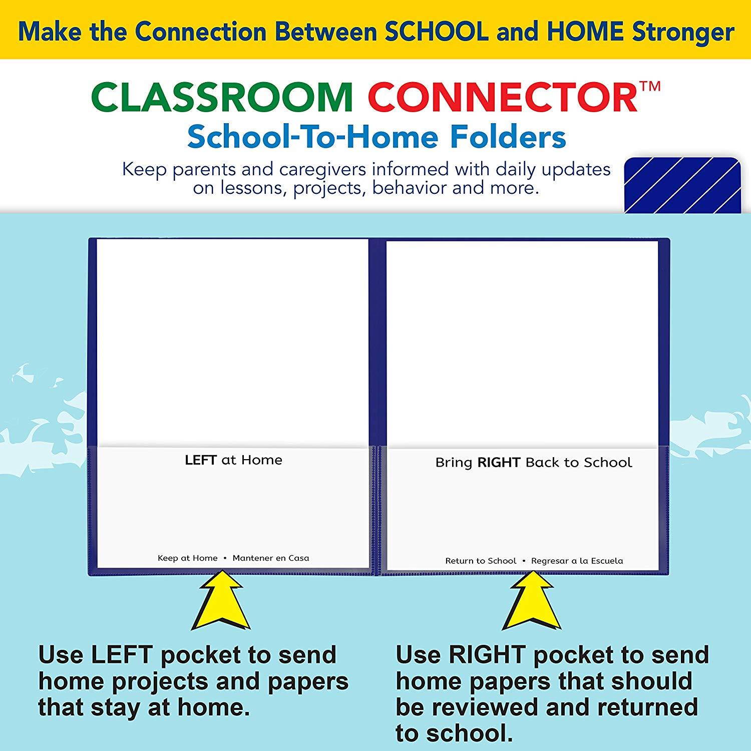 C-Line Classroom Connector School-to-Home Folders, Blue, 25 per Box (32005)