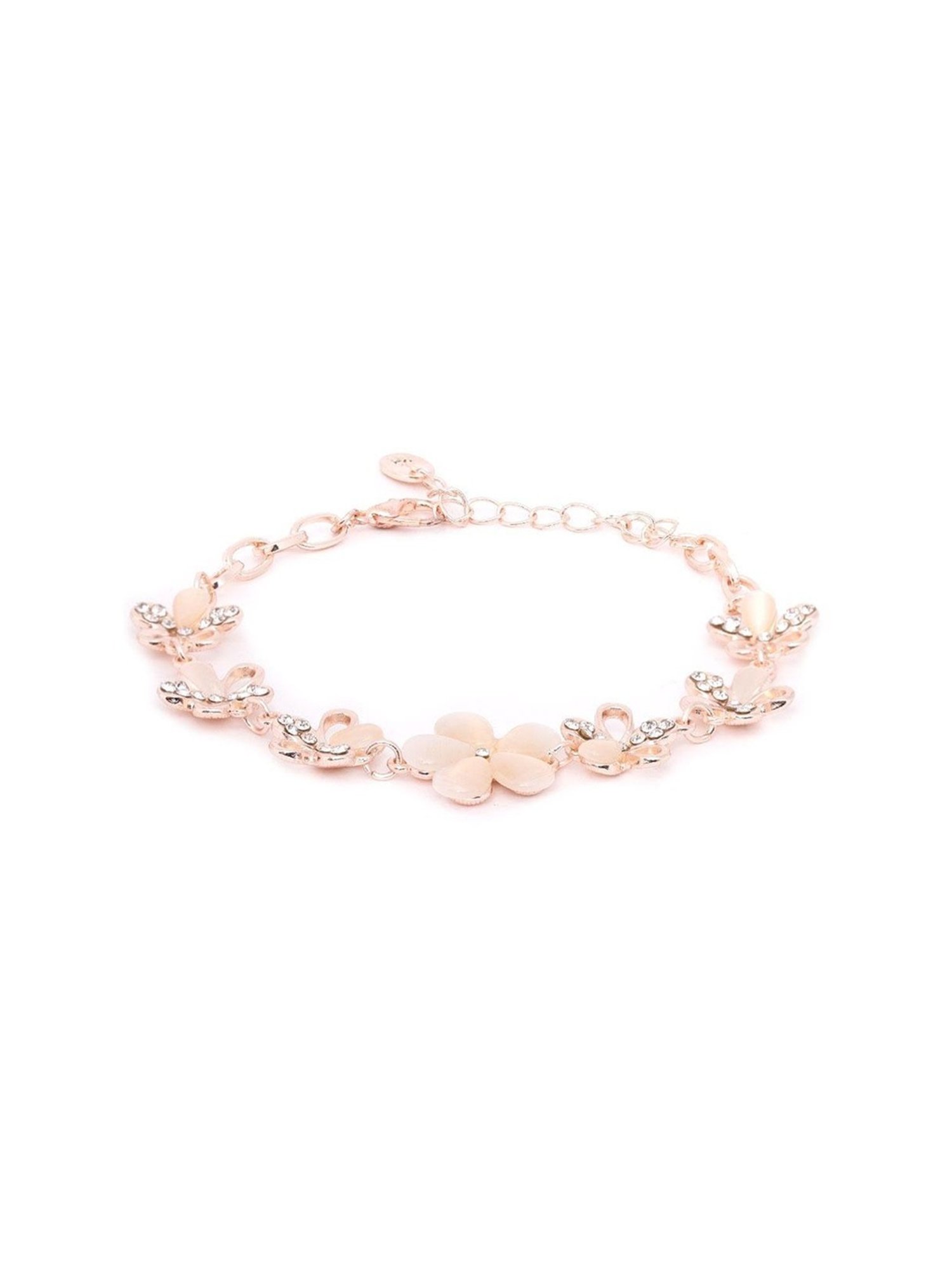 YouBella Rose Gold Crystal gold-plated	 Flexible fit Bracelet - Set of 2