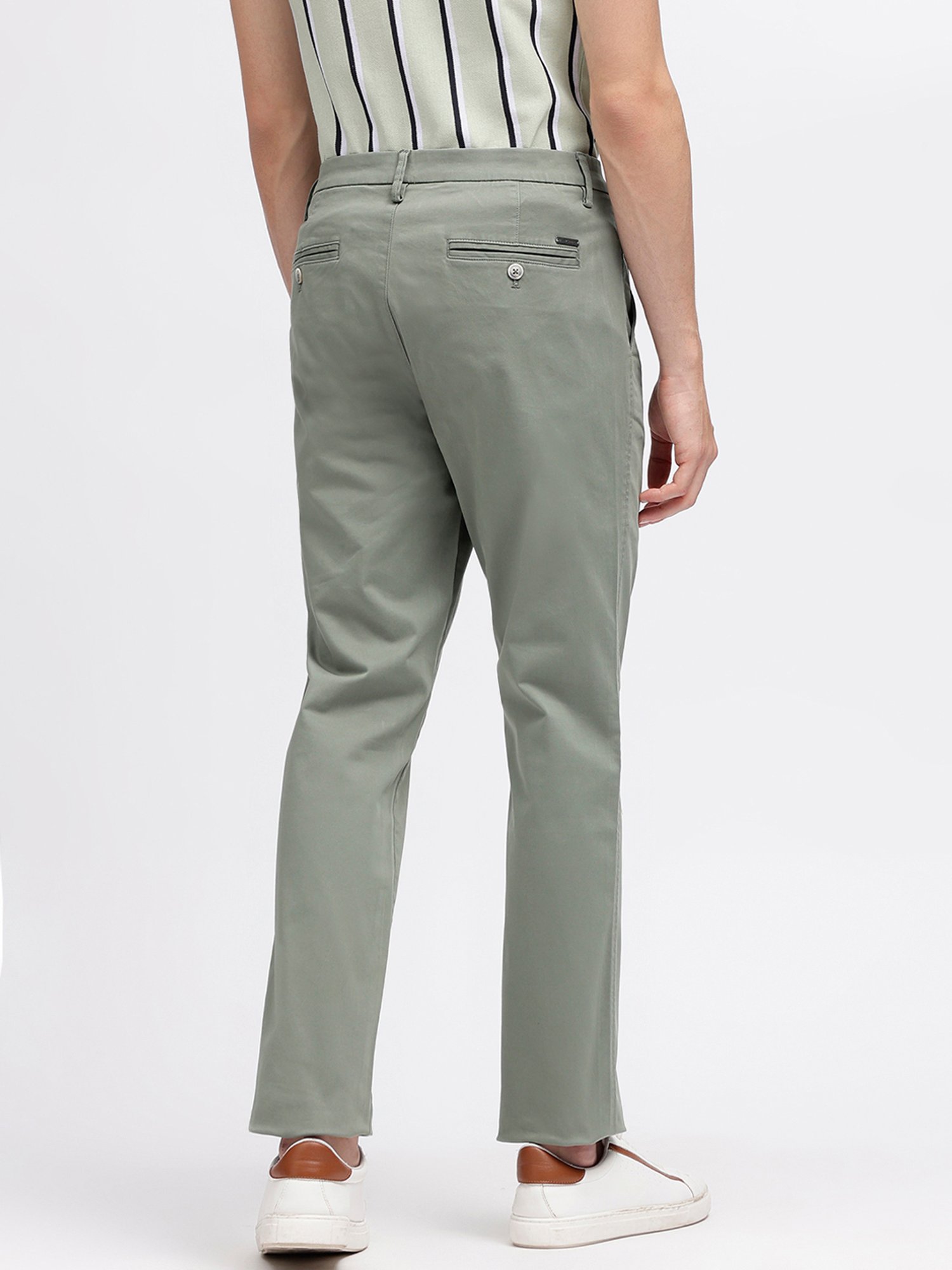 Bruun & Stengade Sage Green Regular Fit Flat Front Trousers