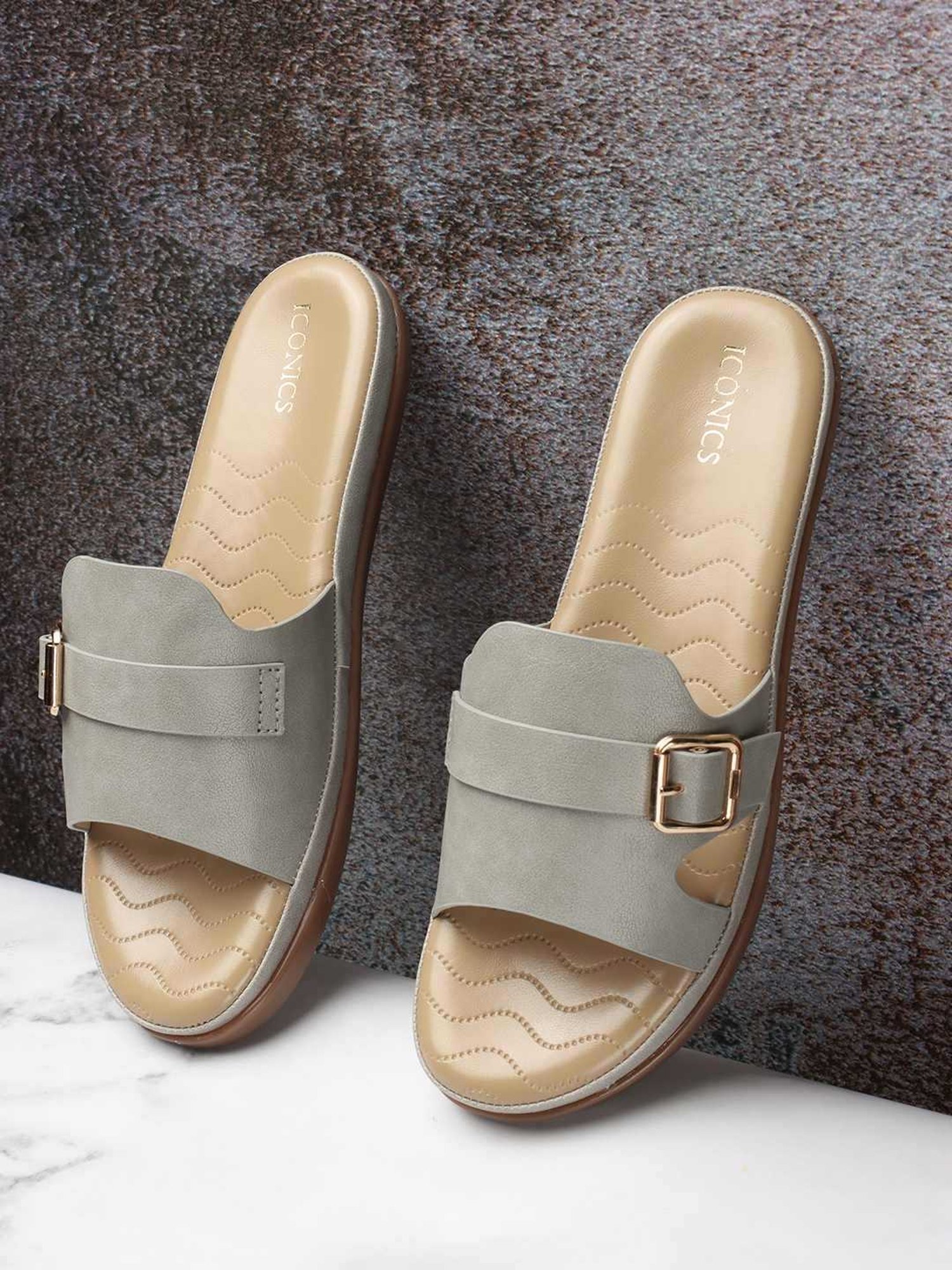Iconics Women's Grey Casual Sandals