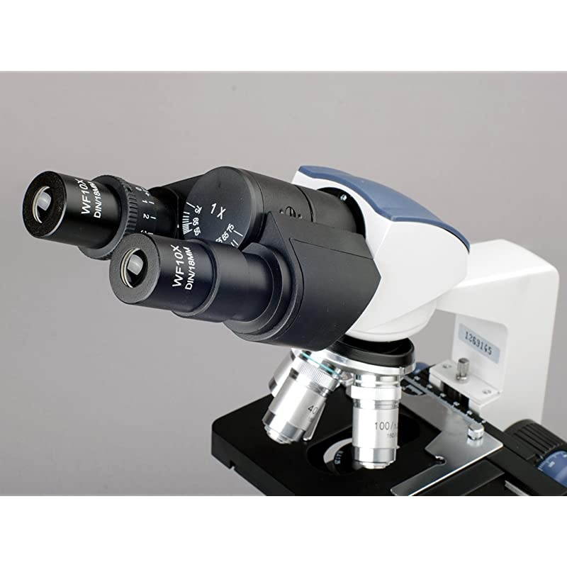 B120CWM Siedentopf Binocular Compound Microscope 40X2500X Magnification Brightfield LED Illumination Abbe Condenser DoubleLayer Mechanical Stage Includes Book