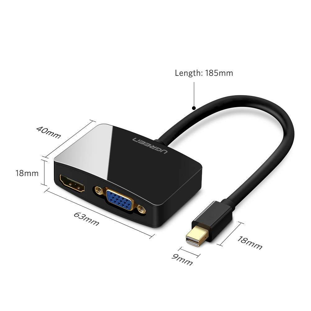 UGREEN Mini DisplayPort (Thunderbolt) to HDMI VGA Adapter Converter for Apple Mac Book Air, MacBook Pro, iMac, Mac mini, Microsoft Surface Pro 1/Pro 2/Pro 3, Thinkpad X1, Google Chromebook Pixel etc