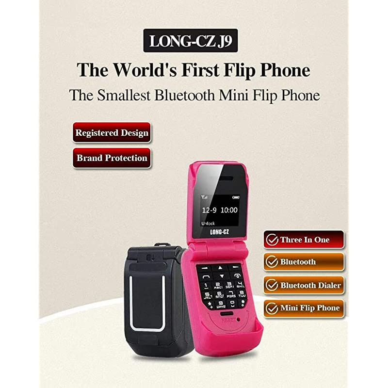 J9 World Mini Smallest Flip Mobile Phone Unlocked Black