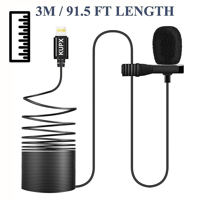 3m98FT Professional Omnidirectional Voice Audio Video Recording Lavalier Condenser Microphone Compatible with iPhone 12 11 X XS MAX 8 7 6 5 S Plus se Pad Mini air pro Touch