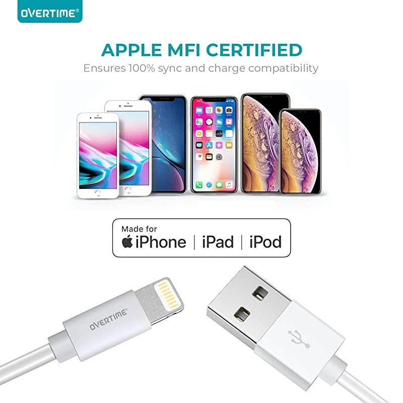 MFi Certified Lightning Cable (4-Pack), iPhone & iPad Fast Charger 6ft, Charging Cord for iPhone 11/11 Pro/11 Pro Max/X/XS Max/XR/8 Plus/7/6/5/SE, iPad Pro/Air 2/Mini 4/3/2, iPod Touch - White