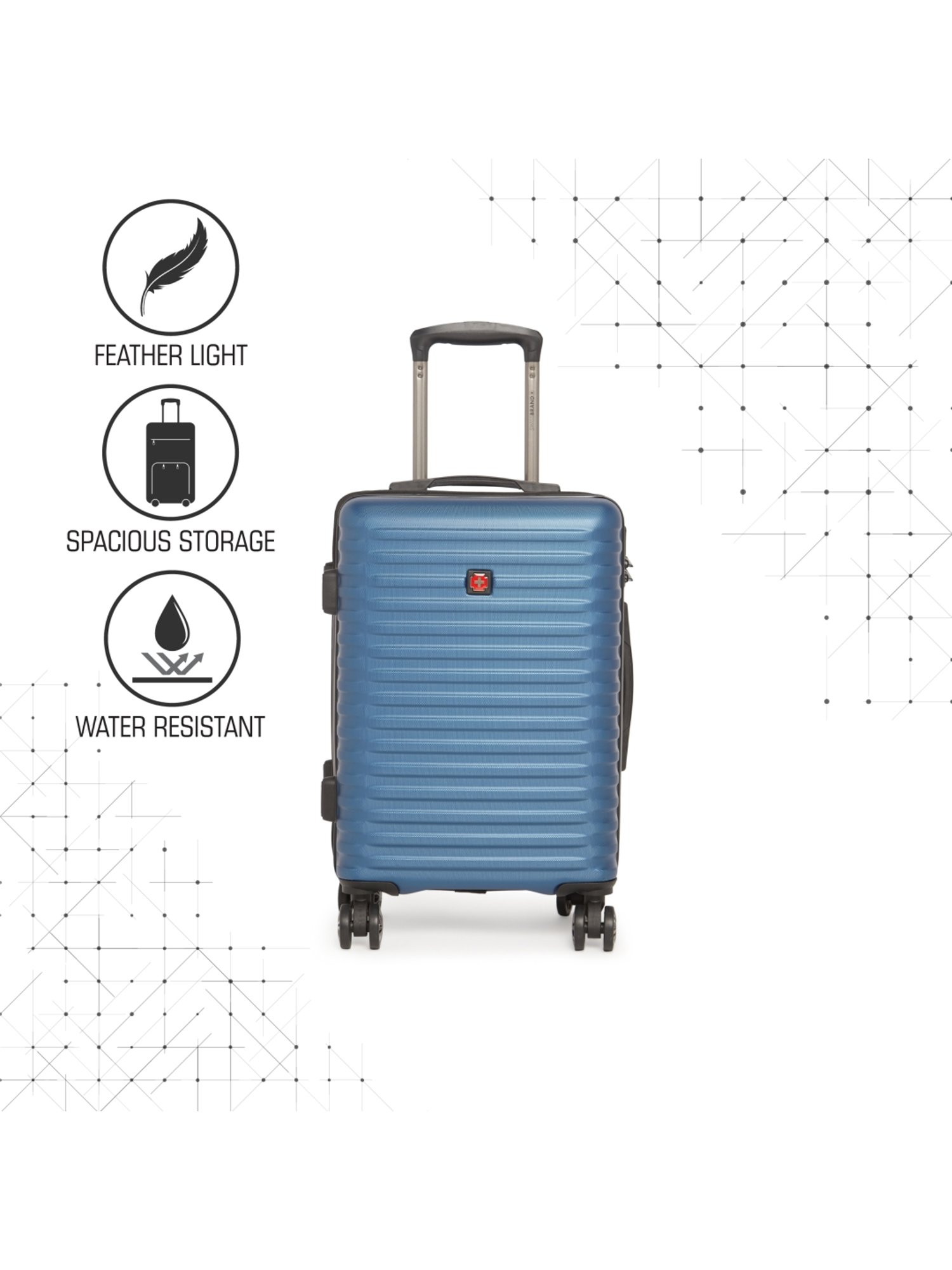 Swiss Brand Dublin Navy 8 Wheel Small Hard Cabin Trolley - 38 Inch