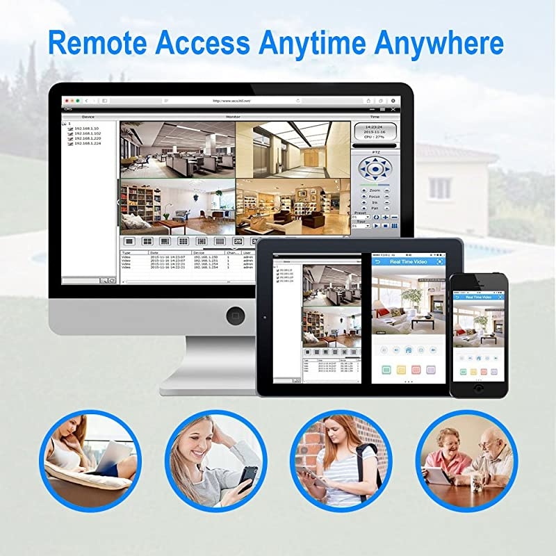 1080P WiFi Camera Security System(WiFi NVR Kits) 8 CH 1080P IP WiFi NVR w/ 8 IP Bullet 2MP Camera Outdoor IP Cameras,P2P,65FT Night Vision,Without HDD