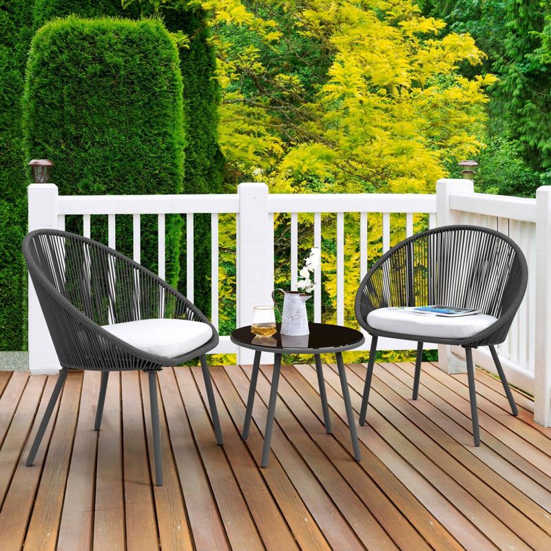 3pc Aluminum & Rope Patio Set - NUU GARDEN