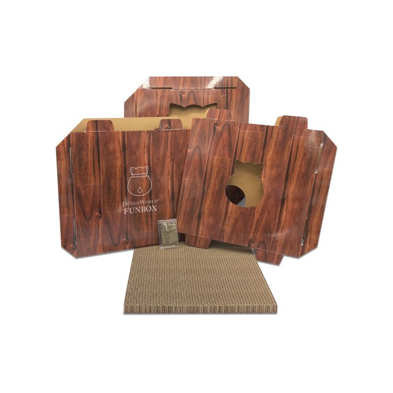 DoyenWorld Wood Funbox with Cat Scratcher Board