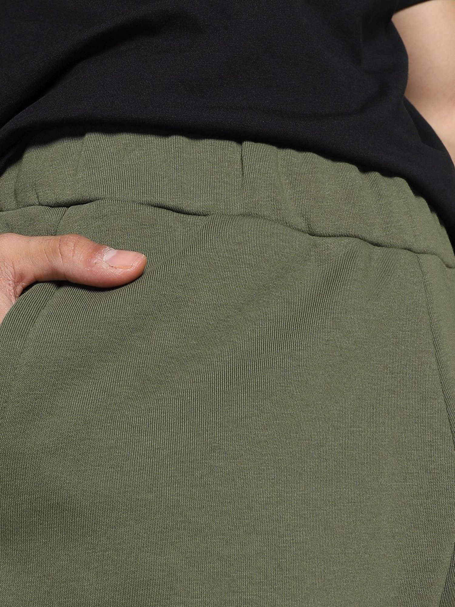 Puma teamCUP Green Moss Cotton Regular Fit Colour Block Sports Shorts