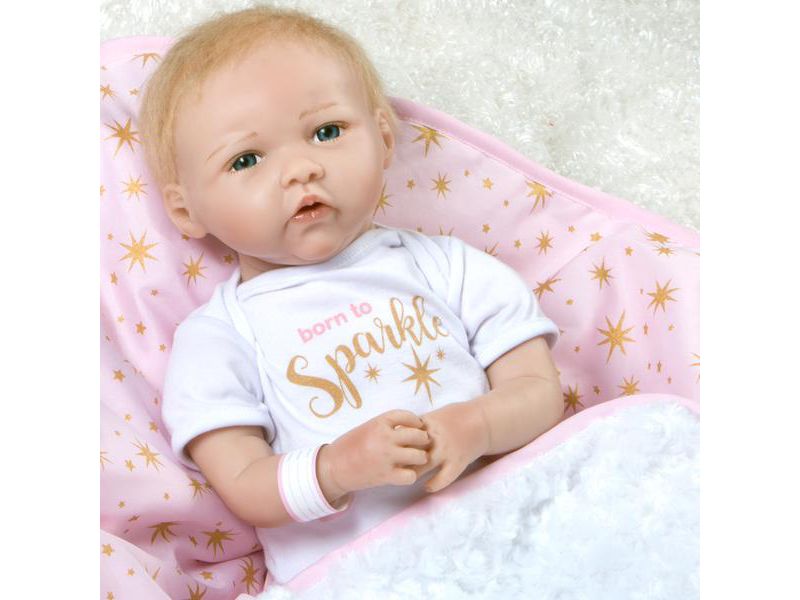 Paradise Galleries Reborn Baby Doll in Silicone-like Vinyl, 19 inch Newborn Girl Baby Bundles: Born To Sparkle, 7-Piece Ensemble