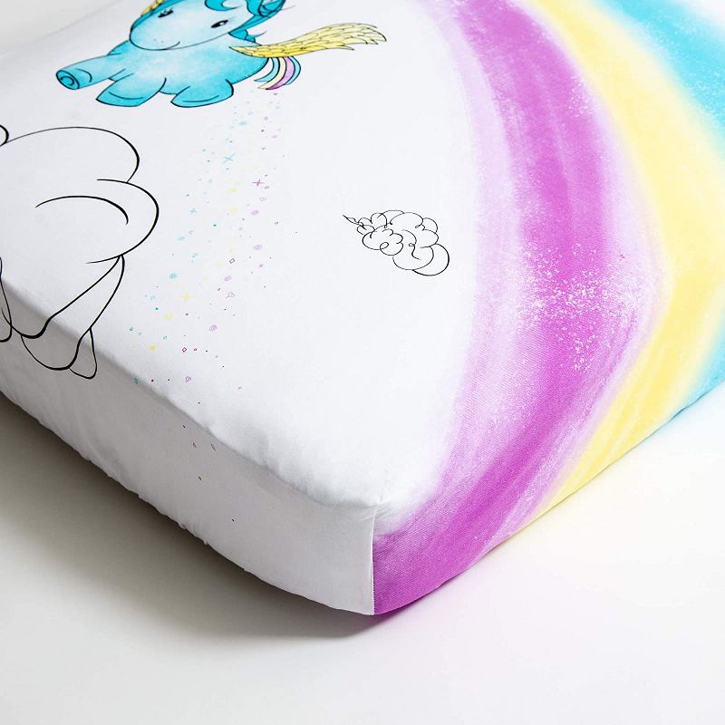JumpOff Jo Fitted Crib Sheet, Cotton Crib Sheet for Standard Sized Crib Mattresses, Hypoallergenic and Breathable, 28" x 52",  Unicorn Pixie Dust