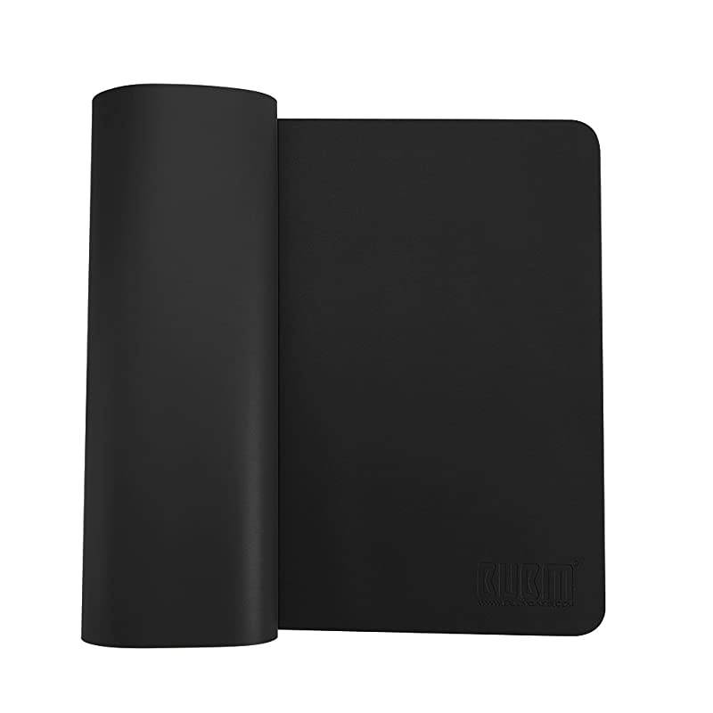 PU Leather Double Sided Desk Pad Computer Mat Desk Writing Mat for Office and Home,Ultra Thin 2mm - 31.5"x15.8" (Black)