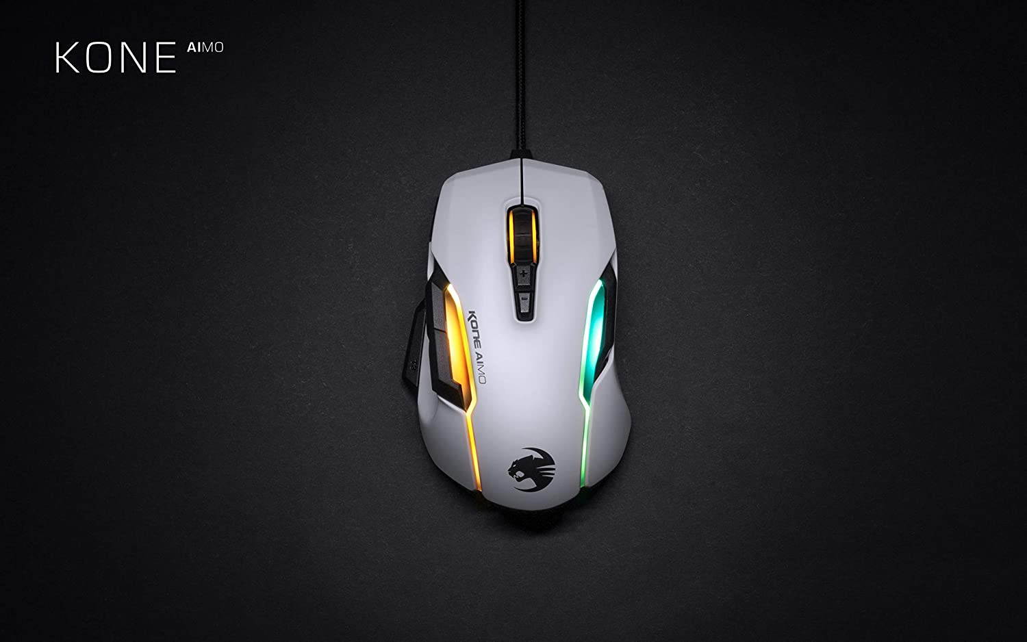 ROCCAT Kone AIMO Gaming Mouse (High Precision, Optical Owl-Eye Sensor (100 to 16.000 DPI), RGB Aimo LED Illumination, 23 Programmable Keys, Designed in Germany) White(Remastered)
