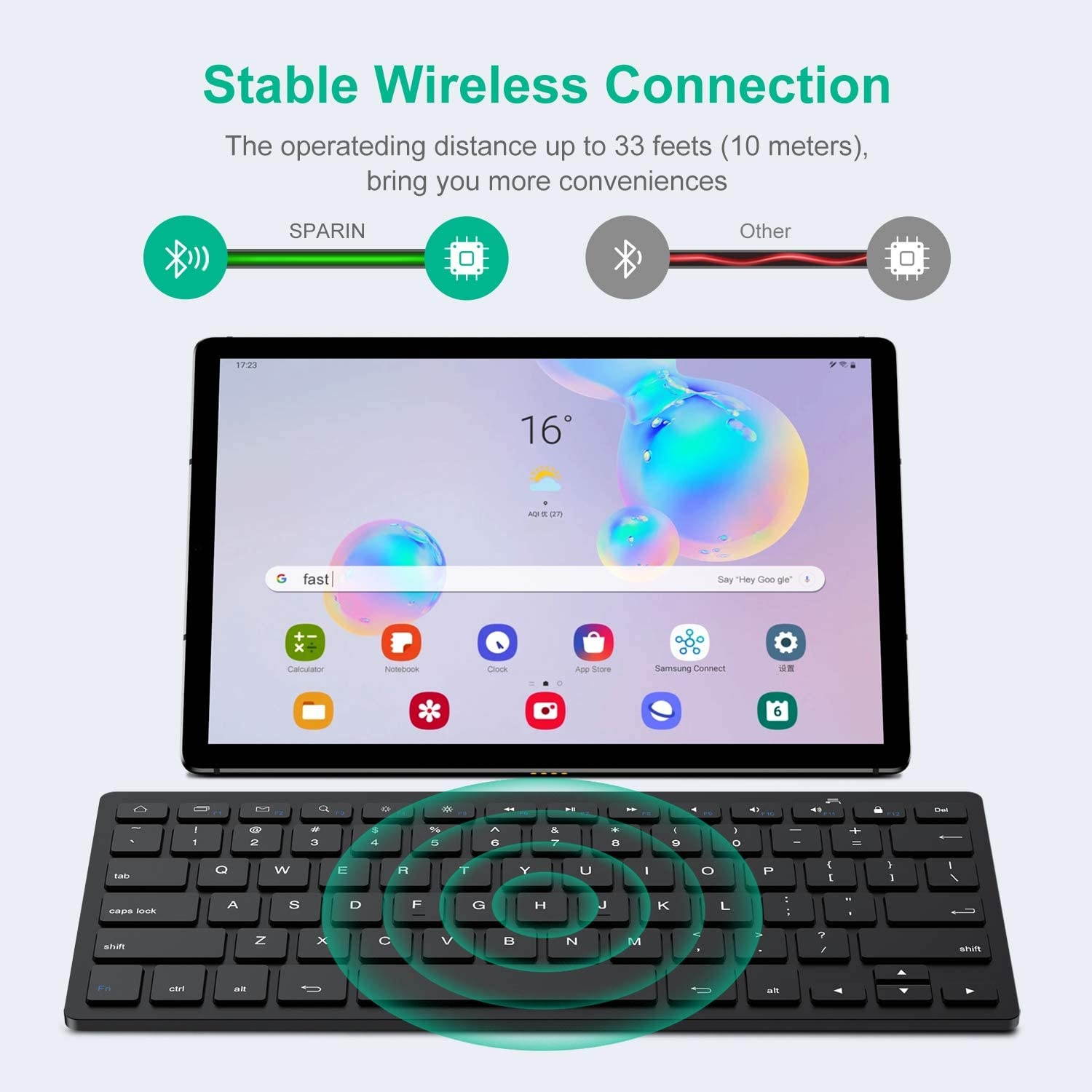 SPARIN Tablet Keyboard for Galaxy Tab A 10.1 / Tab A7, Bluetooth Keyboard for Galaxy Tab S7 Plus/Tab S7 / Tab S6 Lite/Tab S6 / Tab S5e and Other Bluetooth Enabled Tablets and Phones, Black